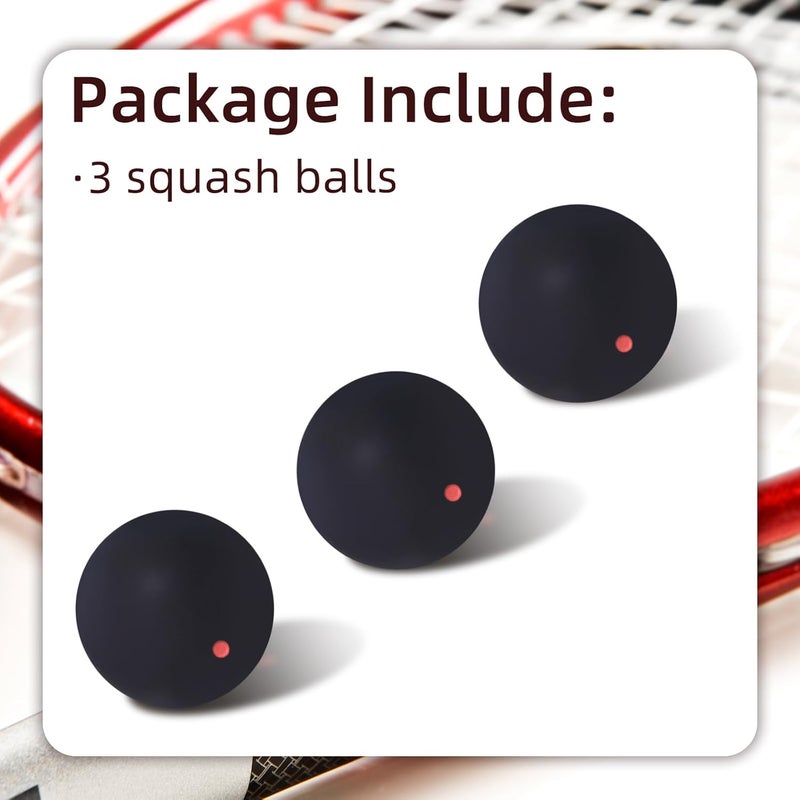 Flylin Single Dot Squash Ball, Squash Balls High Bounce for Competition Training, 37mm Beginner Sports Squash Ball Pack of 3 - Image 4